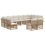 Outdoor-Sofagarnitur 12 pcs Natürlich und Cremweiß Polyester