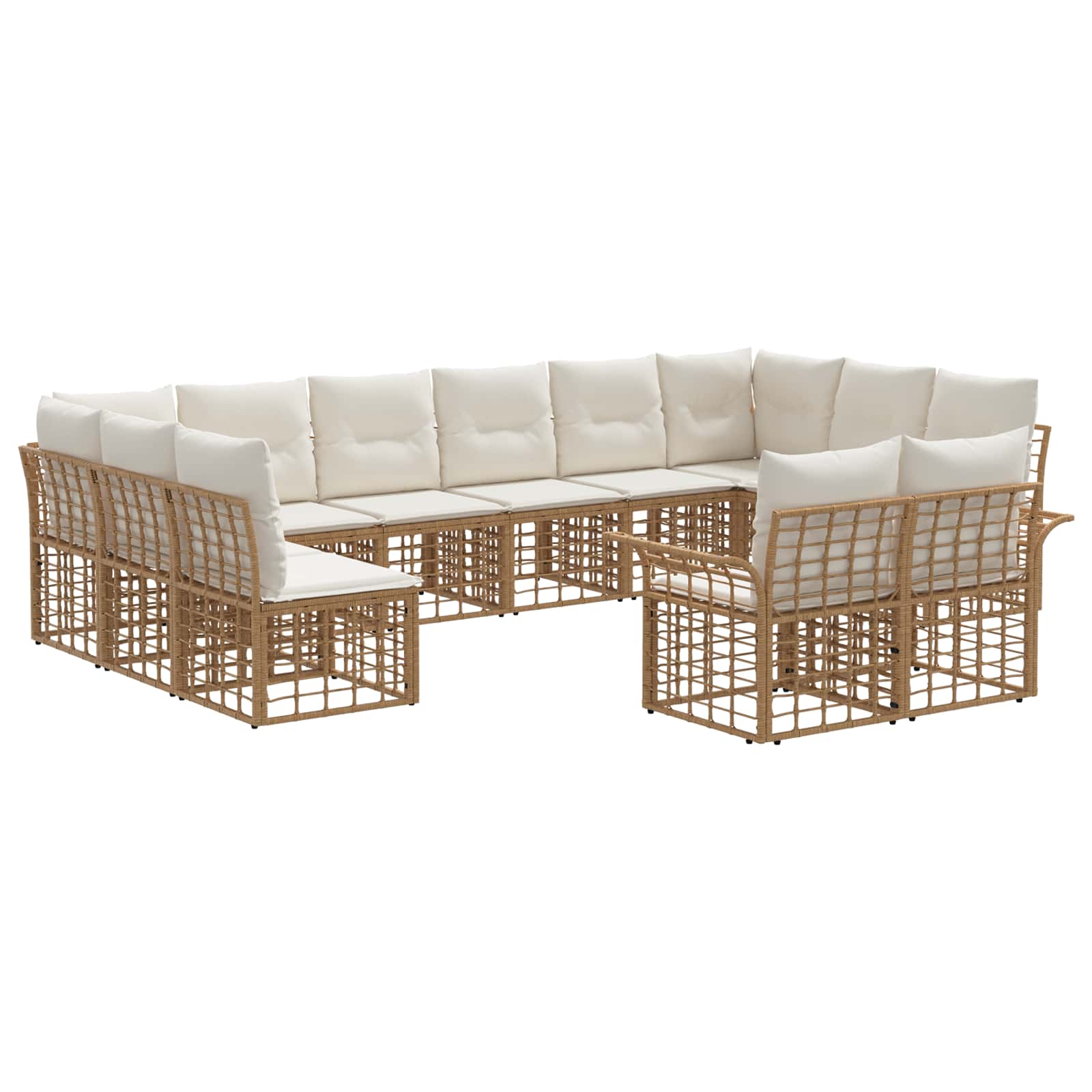 Outdoor-Sofagarnitur 12 pcs Natürlich und Cremweiß Polyester