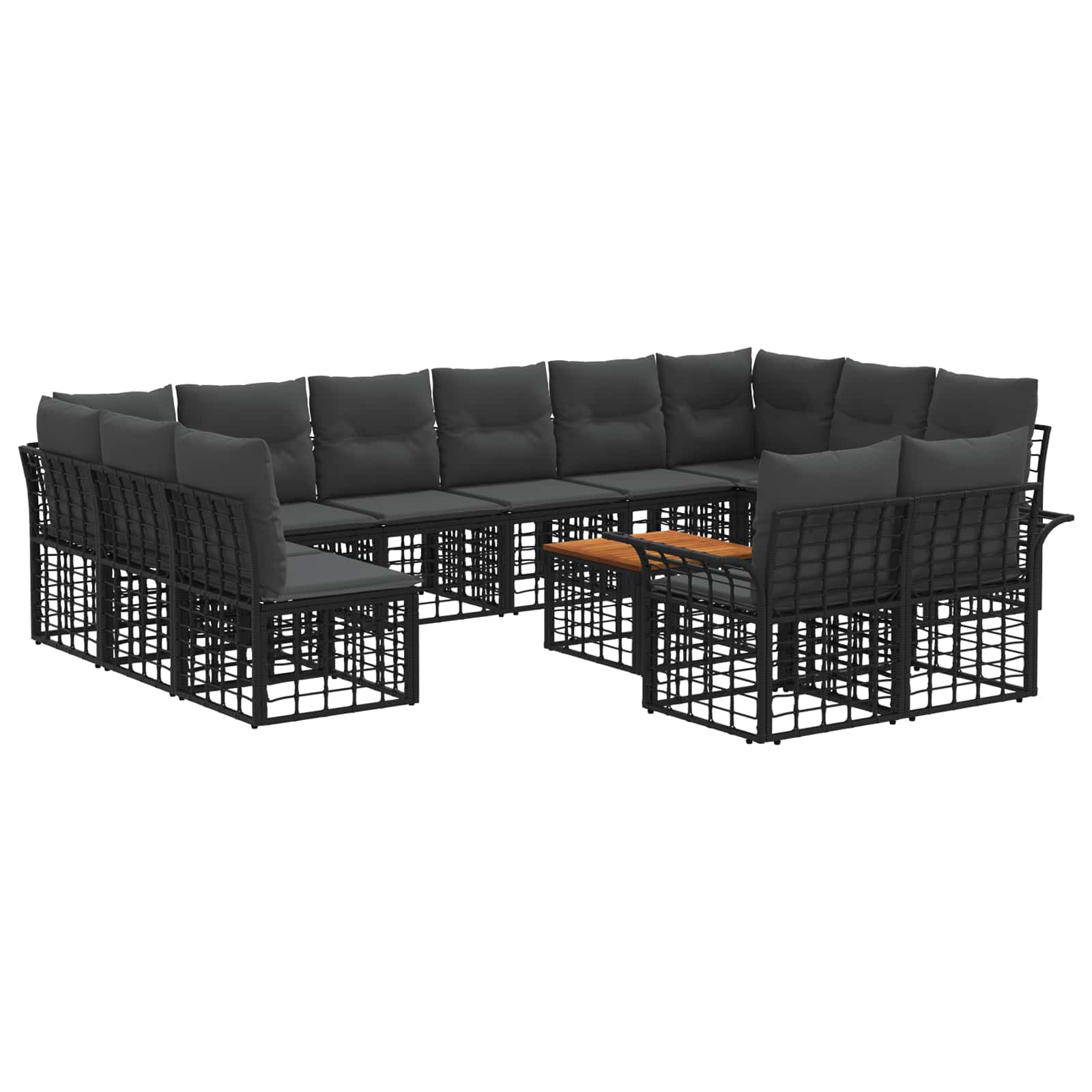 Outdoor-Sofagarnitur 13 pcs Schwarz und Dunkelgrau Polyester