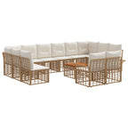 Outdoor-Sofagarnitur 13 pcs Natürlich und Cremweiß Polyester