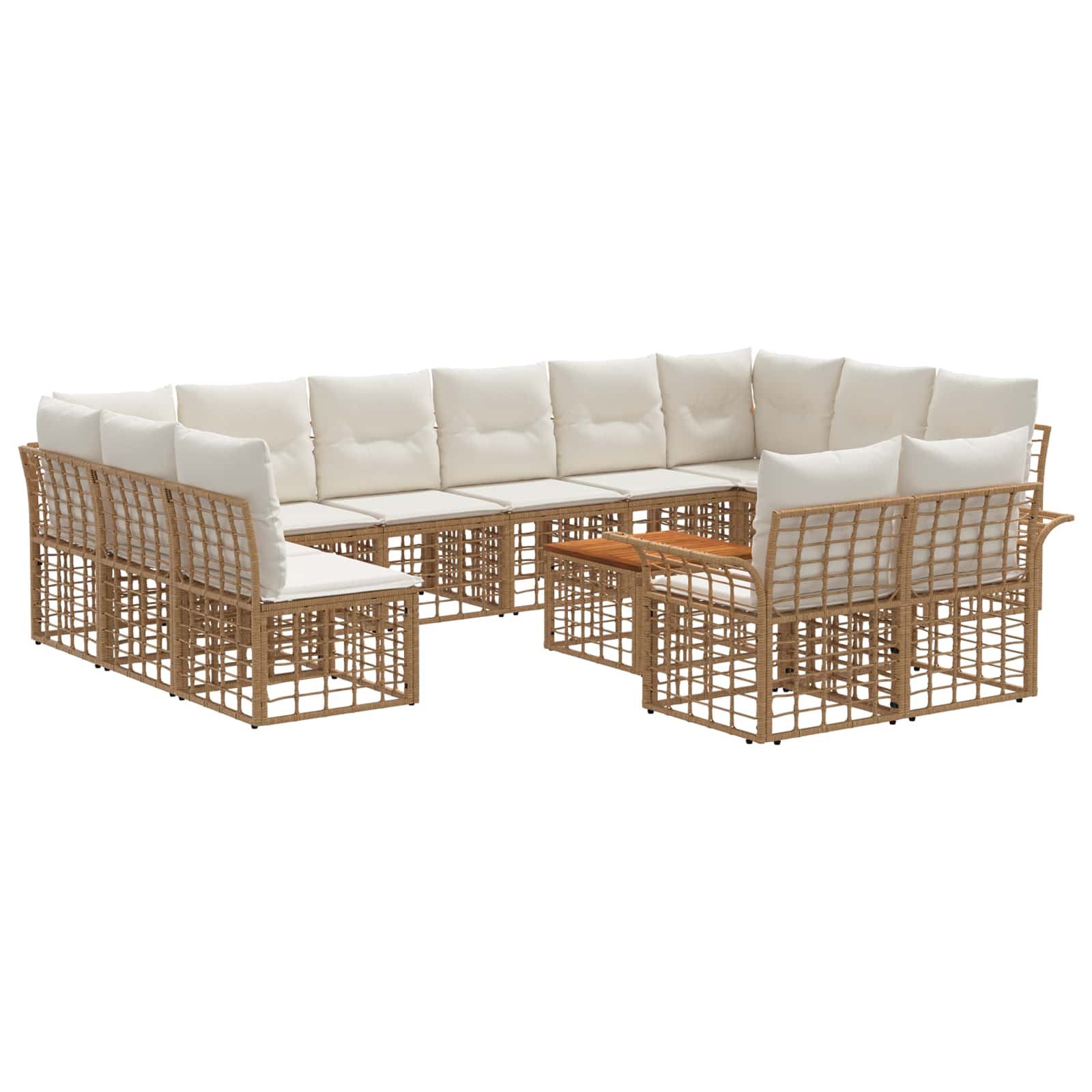Outdoor-Sofagarnitur 13 pcs Natürlich und Cremweiß Polyester