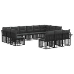 Outdoor-Sofagarnitur 13 pcs Schwarz und Dunkelgrau Polyester