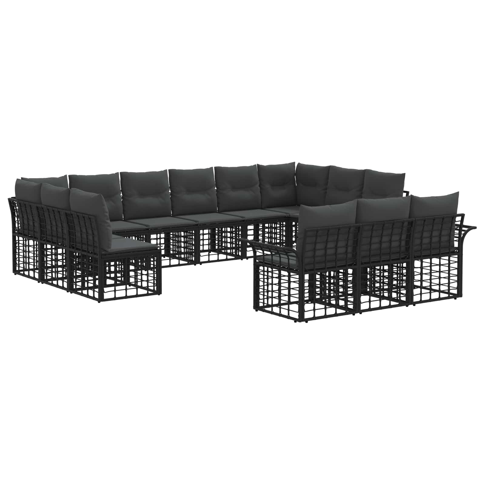 Outdoor-Sofagarnitur 13 pcs Schwarz und Dunkelgrau Polyester