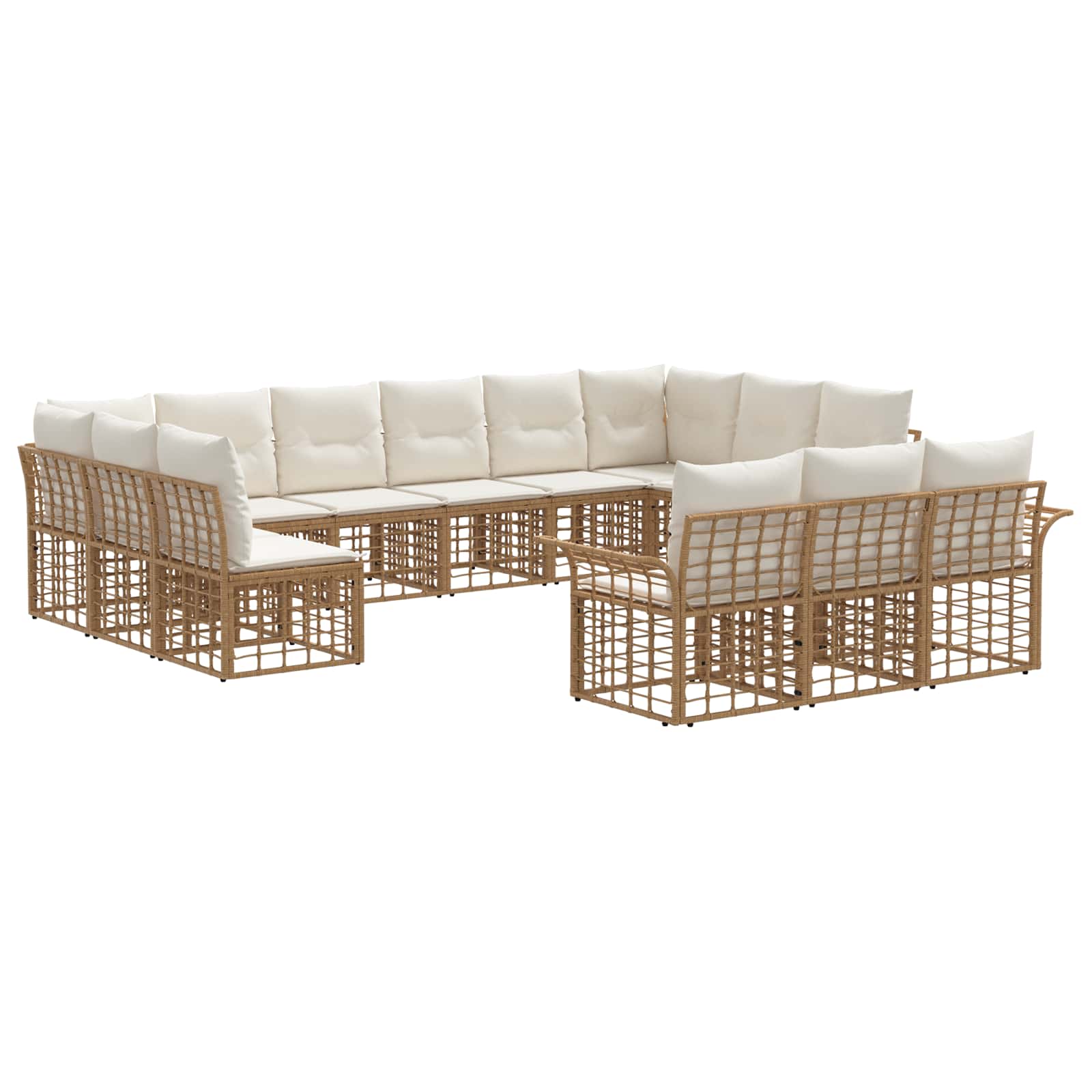 Outdoor-Sofagarnitur 13 pcs Natürlich und Cremweiß Polyester