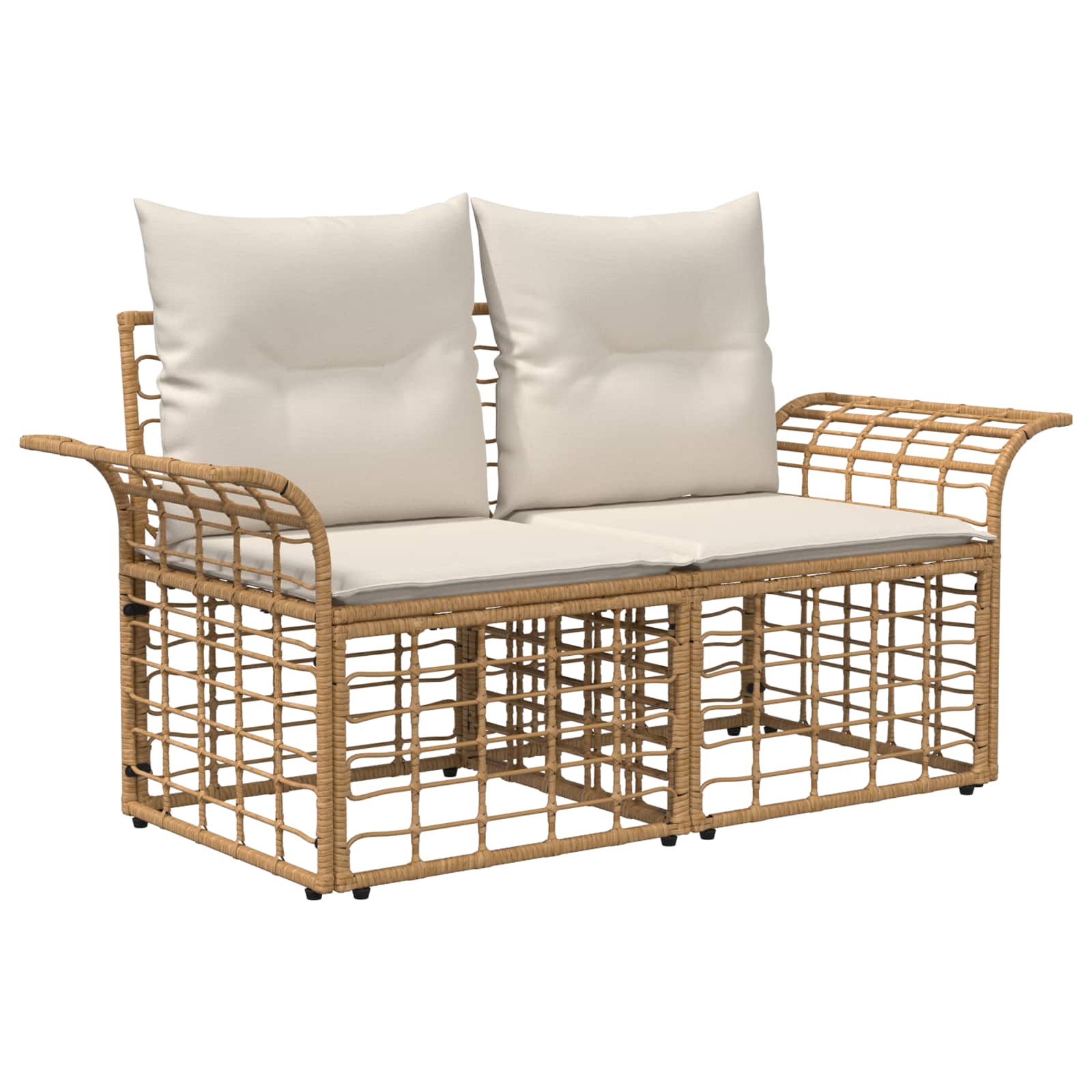 Outdoor-Sofagarnitur 14 pcs Natürlich und Cremweiß Polyester