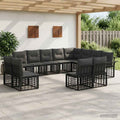 Outdoor-Sofagarnitur 12 pcs Schwarz und Dunkelgrau Polyester