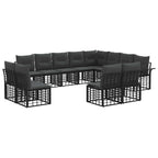 Outdoor-Sofagarnitur 12 pcs Schwarz und Dunkelgrau Polyester