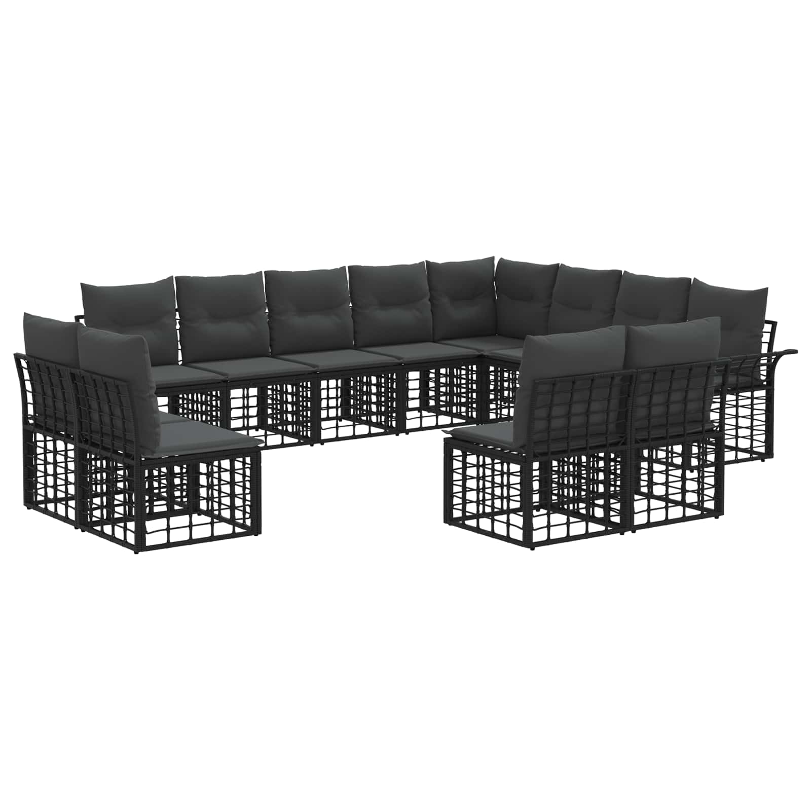 Outdoor-Sofagarnitur 12 pcs Schwarz und Dunkelgrau Polyester