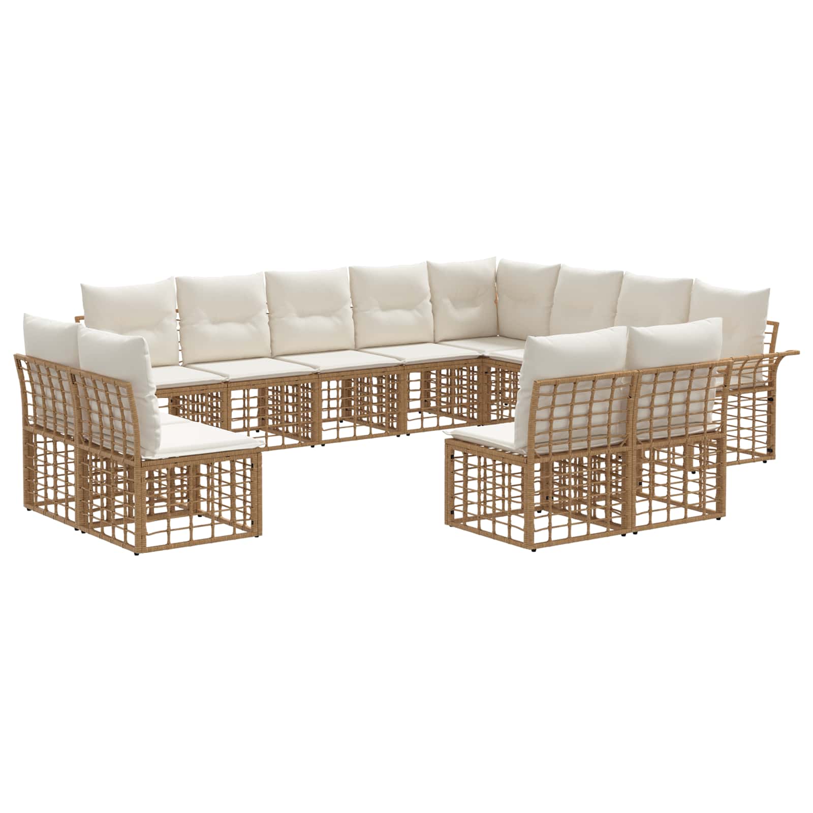 Outdoor-Sofagarnitur 12 pcs Natürlich und Cremweiß Polyester
