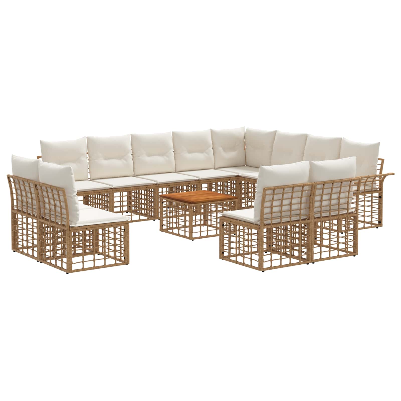Outdoor-Sofagarnitur 13 pcs Natürlich und Cremweiß Polyester