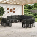 Outdoor-Sofagarnitur 11 pcs Schwarz und Dunkelgrau Polyester