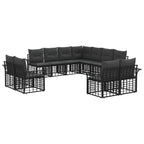 Outdoor-Sofagarnitur 11 pcs Schwarz und Dunkelgrau Polyester
