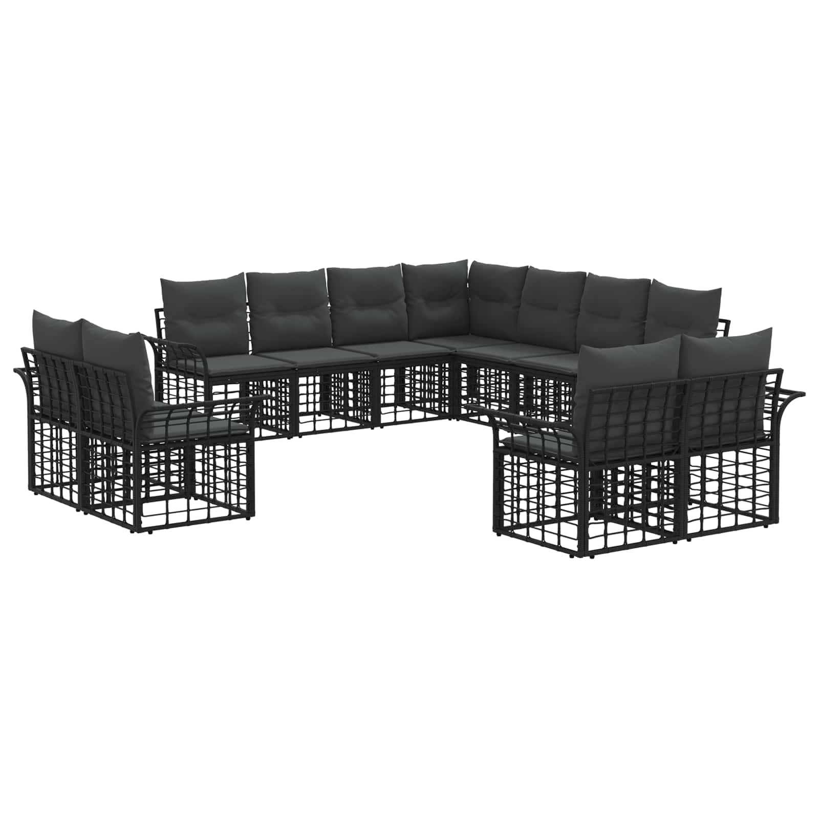 Outdoor-Sofagarnitur 11 pcs Schwarz und Dunkelgrau Polyester
