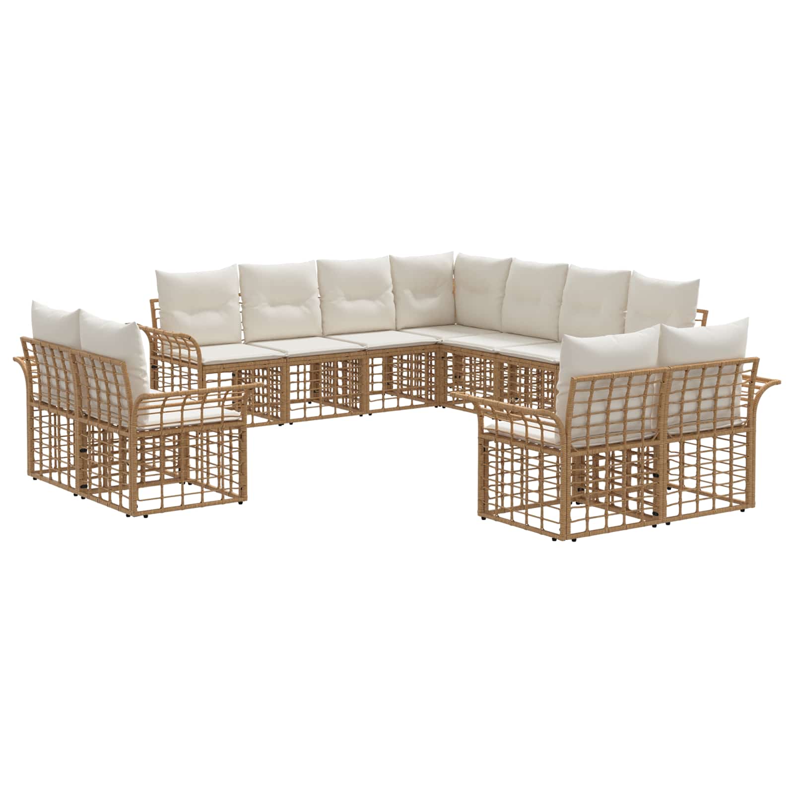 Outdoor-Sofagarnitur 11 pcs Natürlich und Cremweiß Polyester