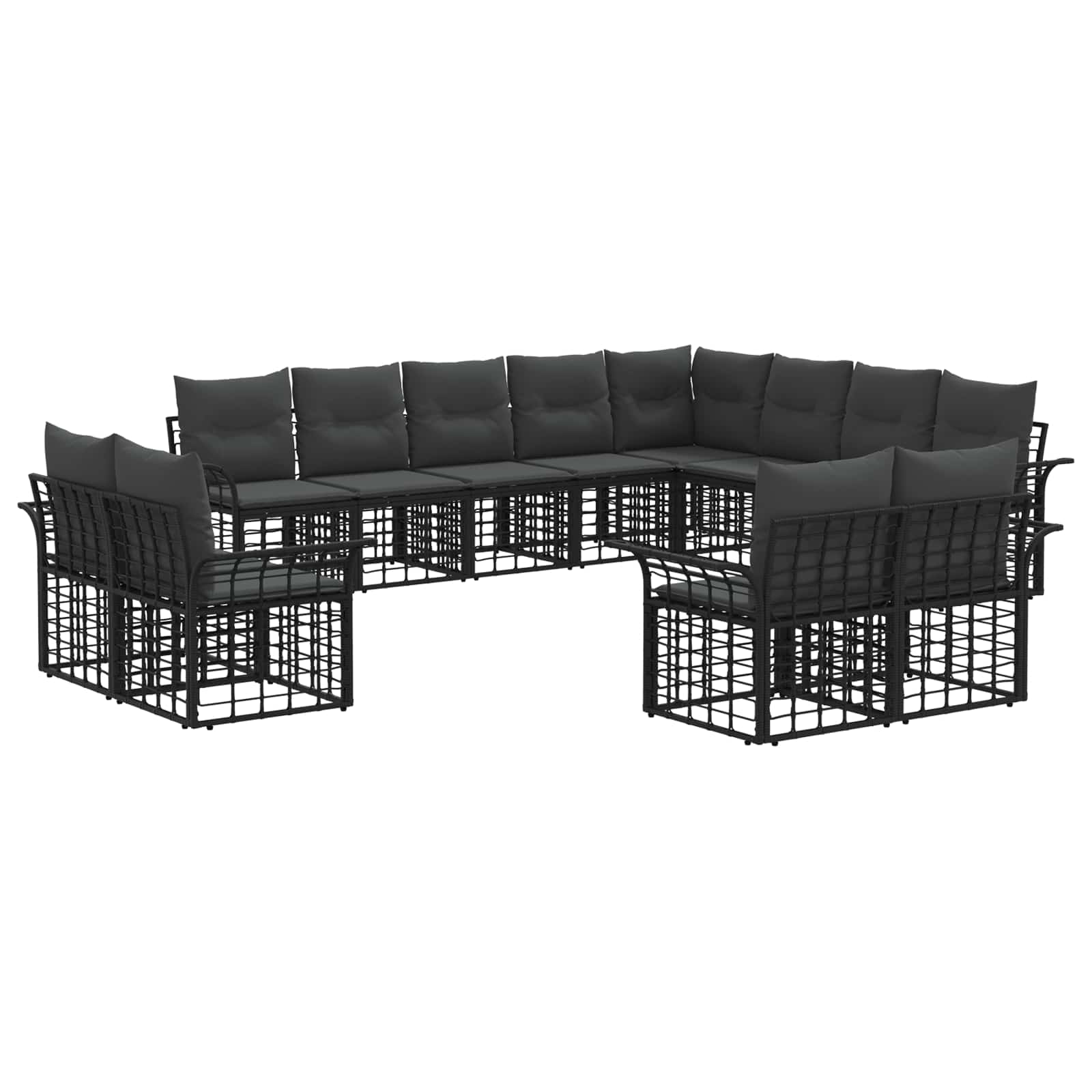Outdoor-Sofagarnitur 12 pcs Schwarz und Dunkelgrau Polyester