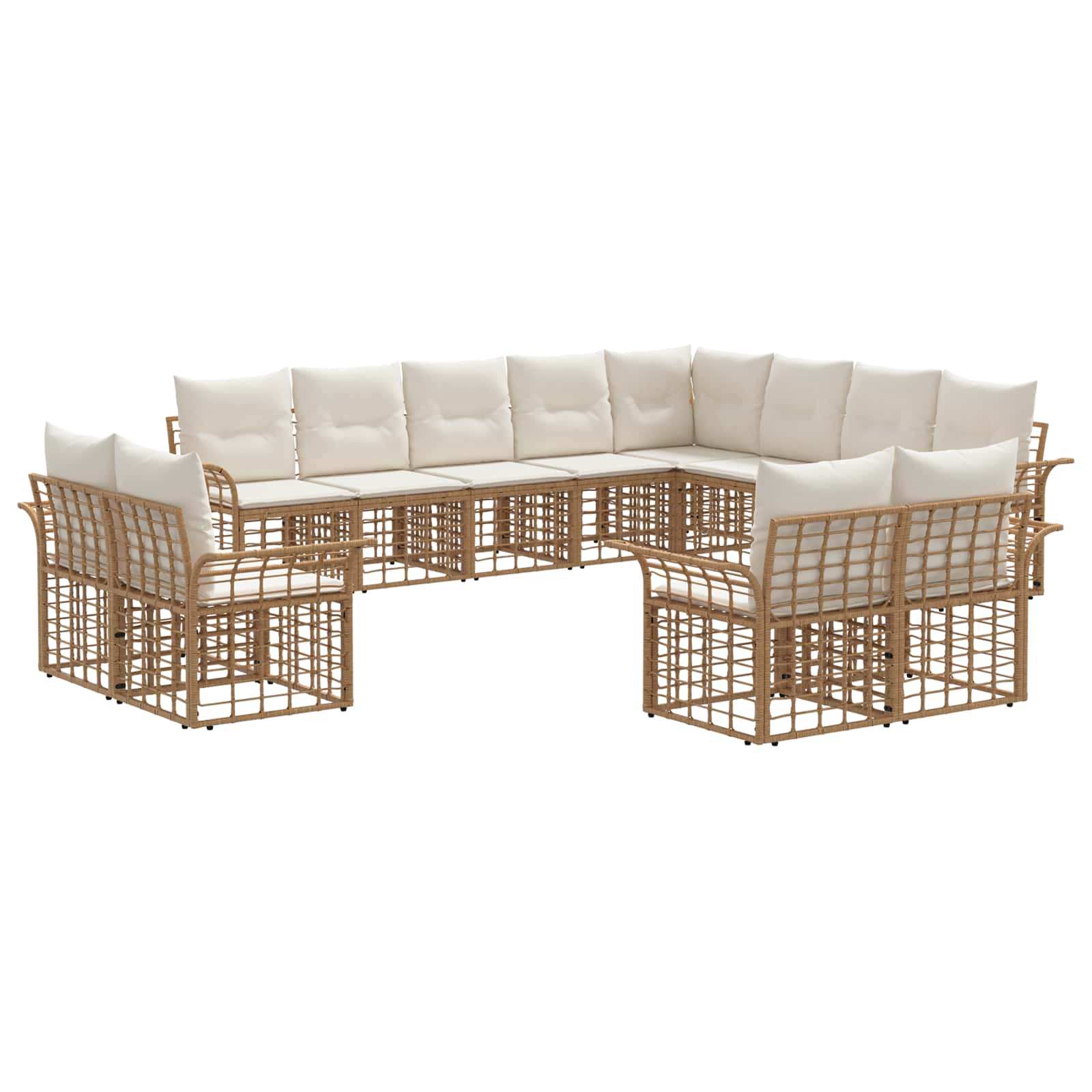 Outdoor-Sofagarnitur 12 pcs Natürlich und Cremweiß Polyester