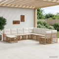 Outdoor-Sofagarnitur 11 pcs Natürlich und Cremweiß Polyester