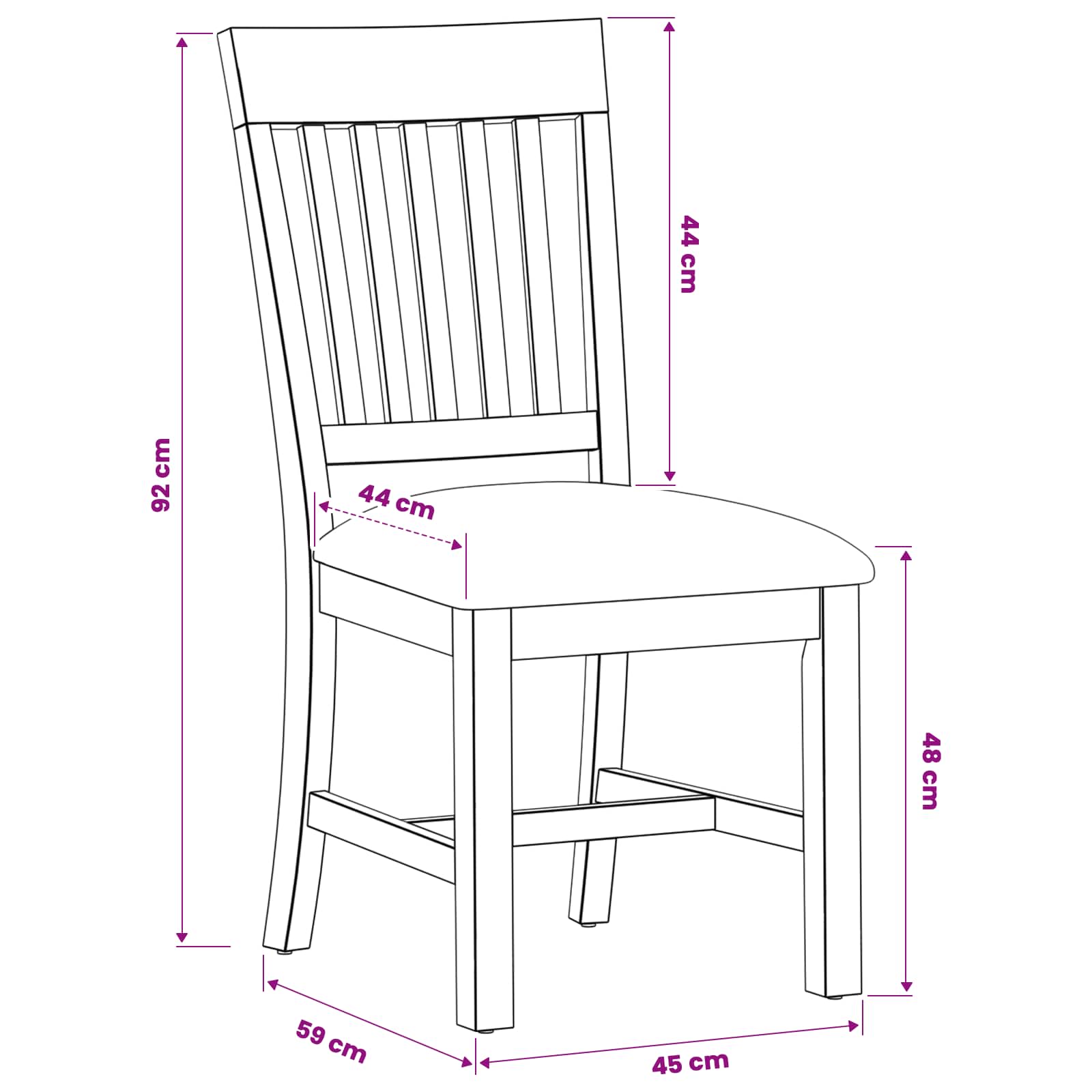 Esszimmerstuhl 2 pcs Massivholz Eiche Beige 45 x 59 x 92 cm