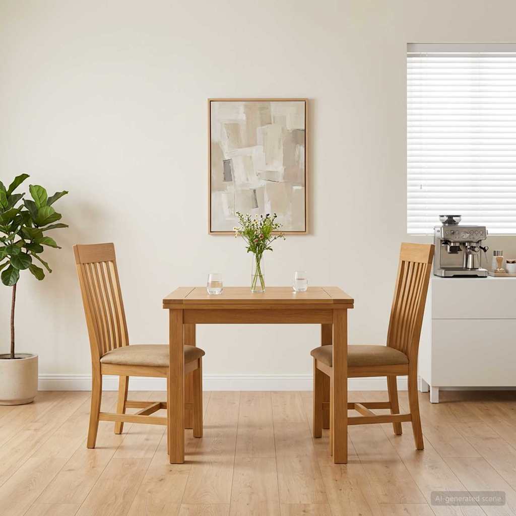 Esszimmerstuhl 2 pcs Massivholz Eiche Beige 45 x 59,5 x 100 cm