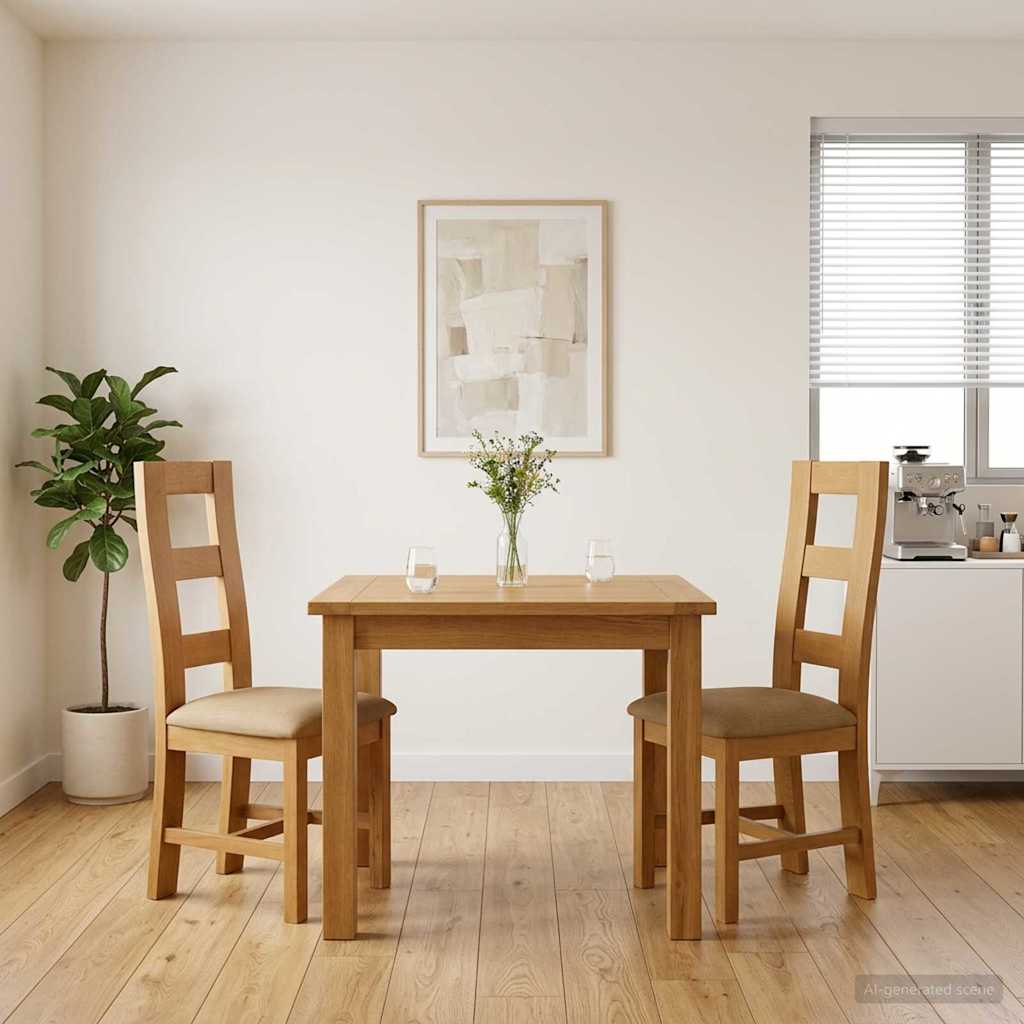 Esszimmerstuhl 2 pcs Massivholz Eiche Beige 45 x 51 x 105 cm