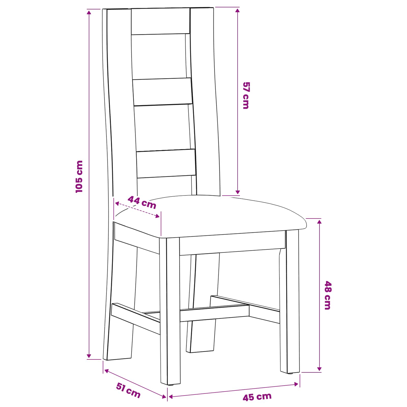 Esszimmerstuhl 2 pcs Massivholz Eiche Beige 45 x 51 x 105 cm