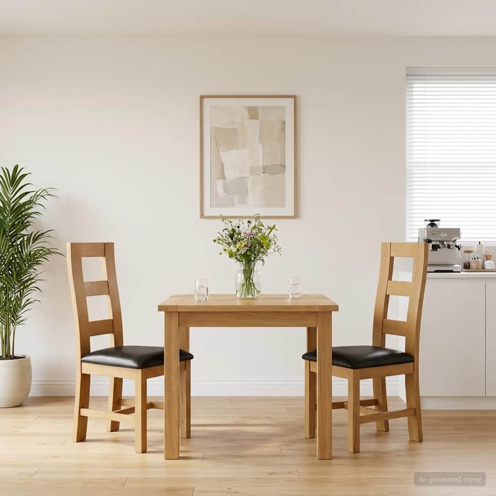 Esszimmerstuhl 2 pcs Massivholz Eiche Schwarz 45 x 51 x 105 cm