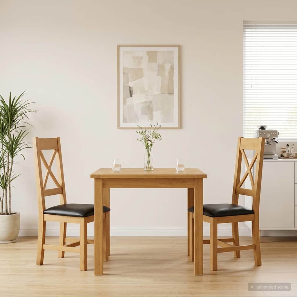 Esszimmerstuhl 2 pcs Massivholz Eiche Schwarz 45 x 54 x 105 cm