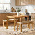 Esstischbank 95 x 32 x 45 cm Massivholz Eiche Beige