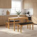 Esstischbank 95 x 32 x 45 cm Massivholz Eiche Schwarz