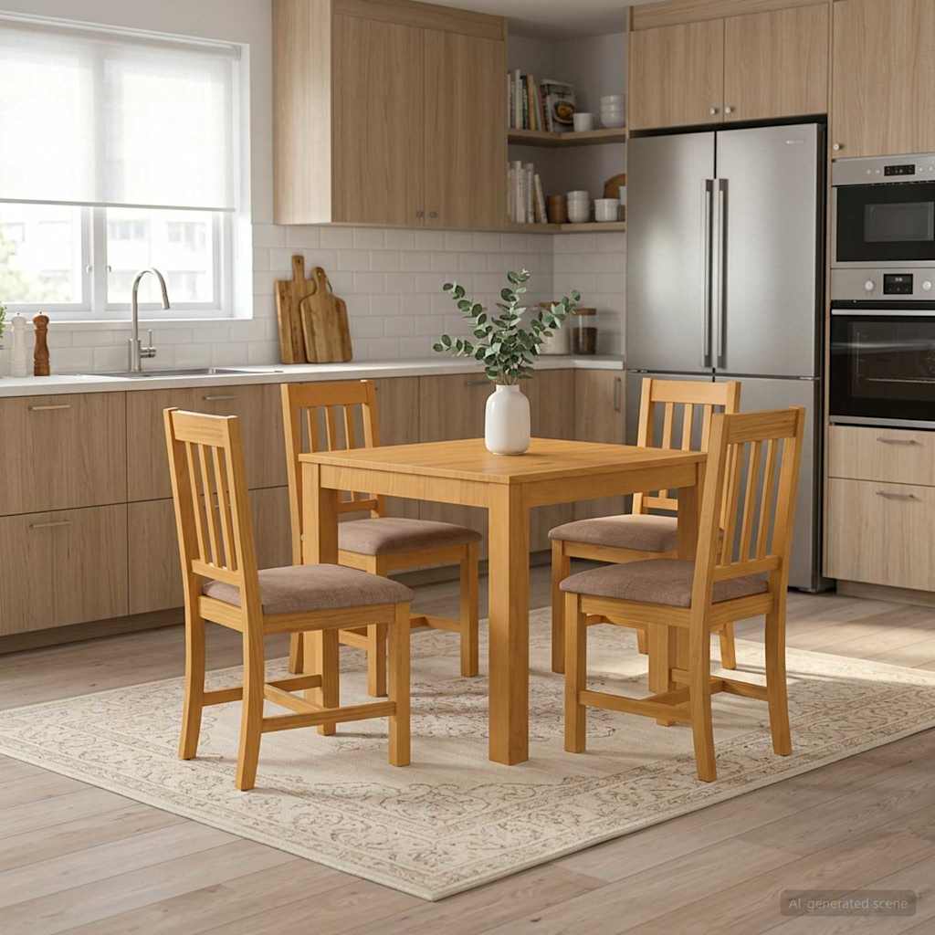 Esstisch 90 x 90 x 75 cm Massivholz Eiche Natur Quadratisch