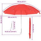Sonnenschirm mit Klemme 2 pcs Feuersteinrot Ø 105 x 86 cm