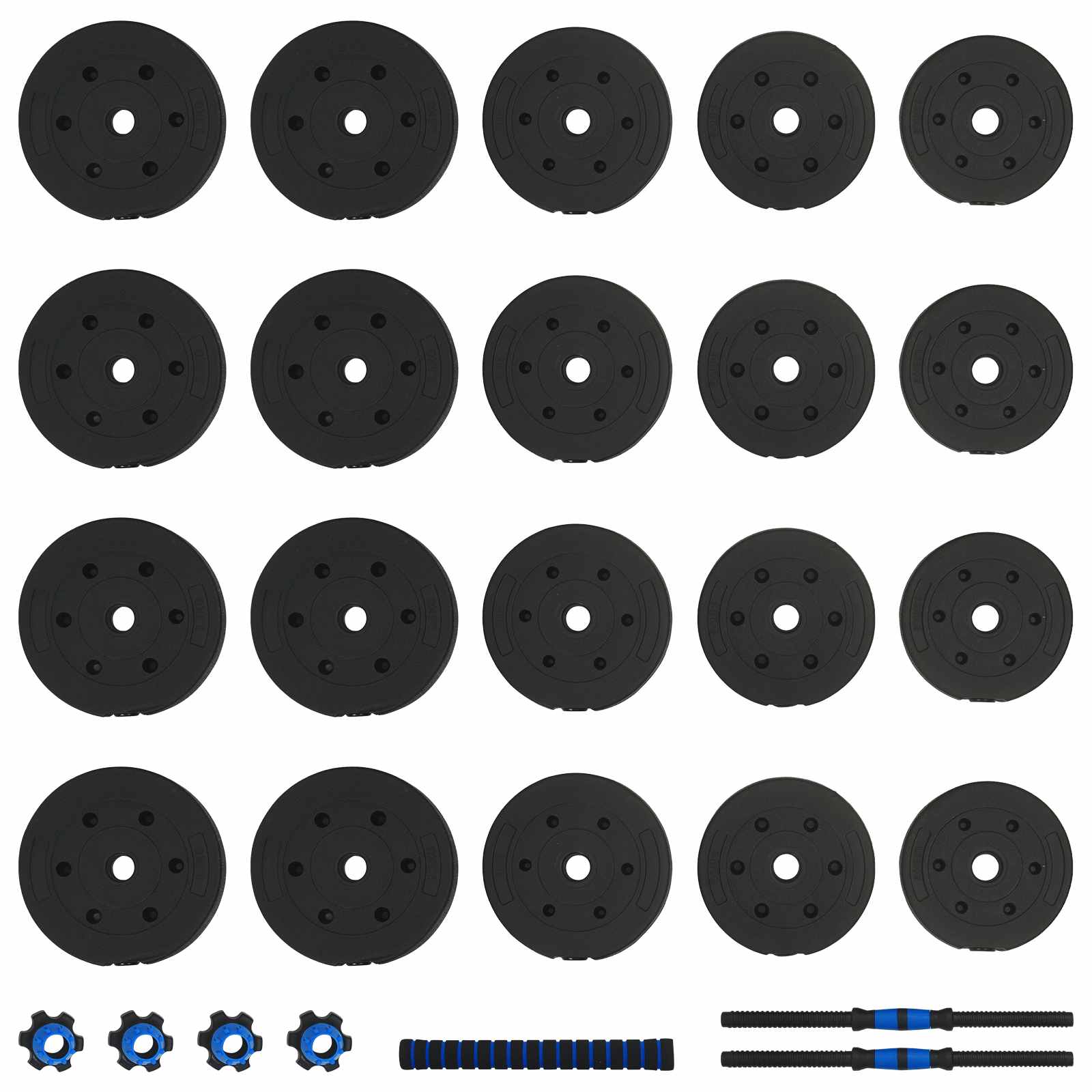 2-in-1 Hantelset 40kg Schwarz und Blau Zement und Eisensand