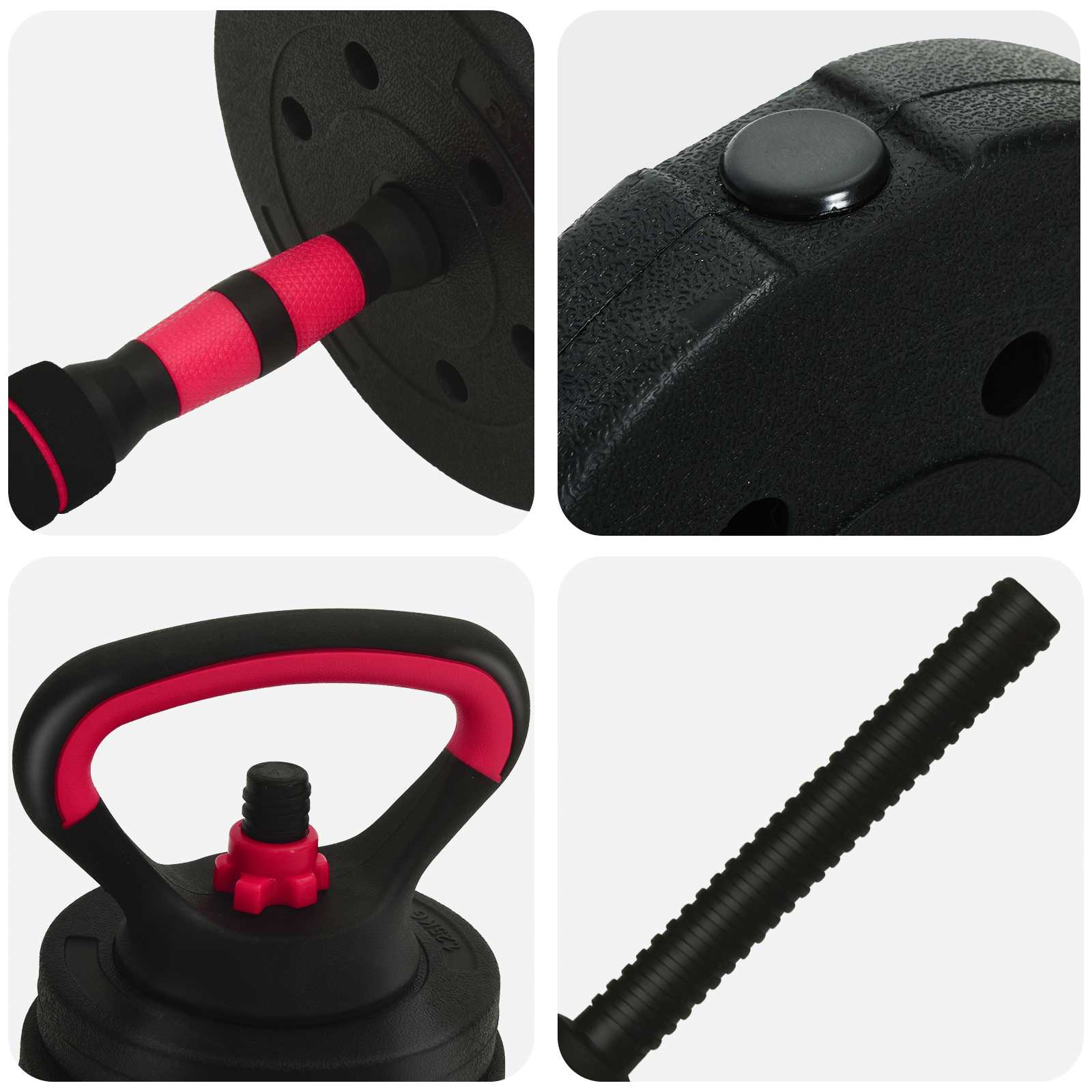 4-in-1 Hantelset 40kg Schwarz und Rot Zement und Eisensand