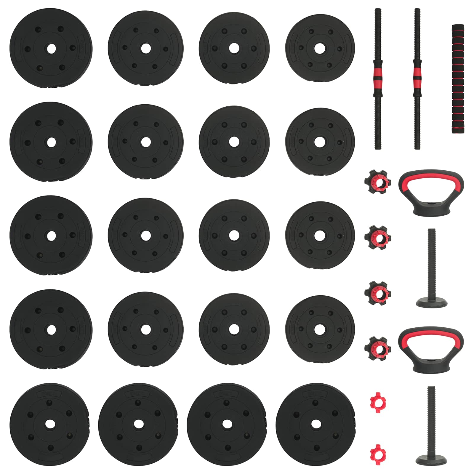 4-in-1 Hantelset 40kg Schwarz und Rot Zement und Eisensand