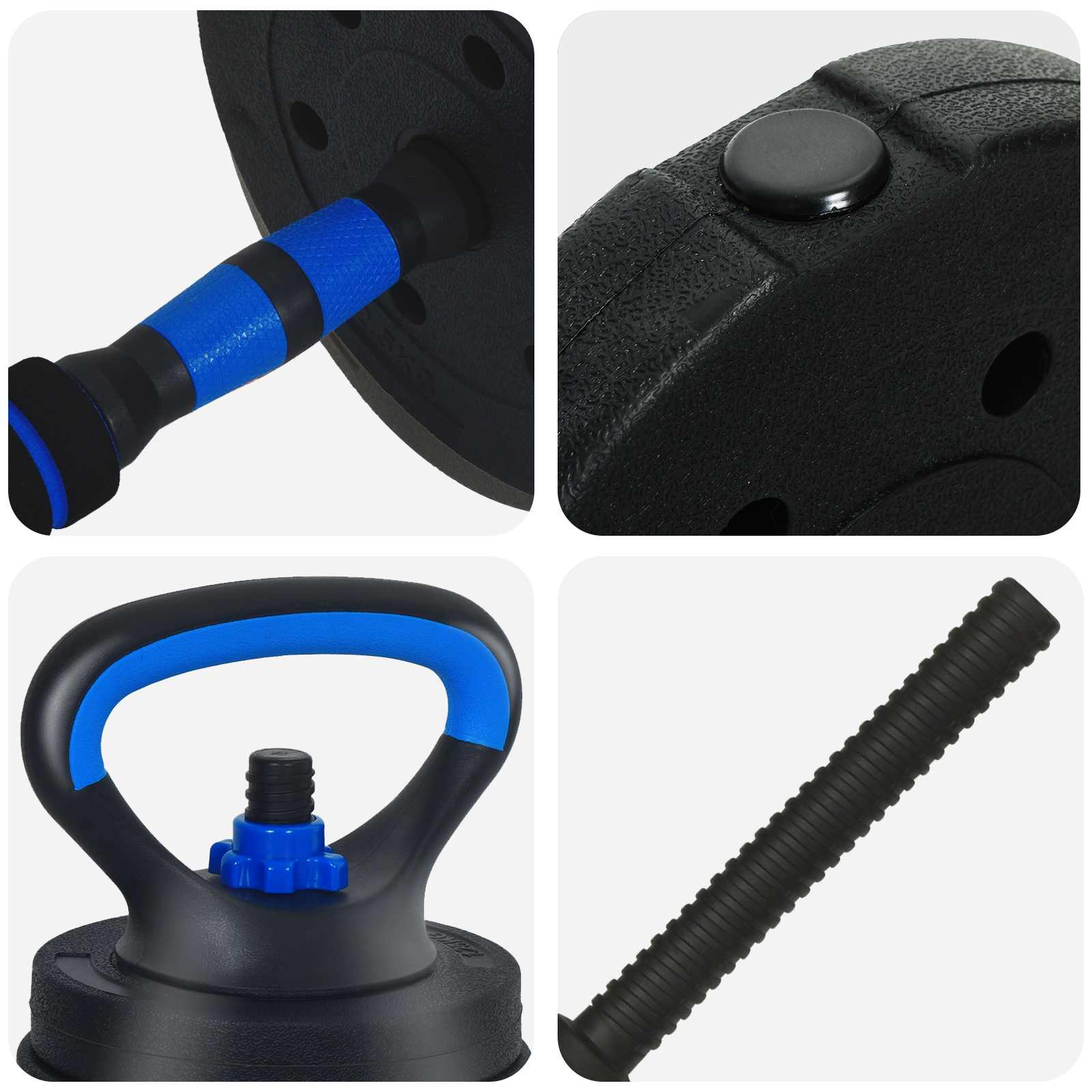 4-in-1 Hantelset 40kg Schwarz und Blau Zement und Eisensand