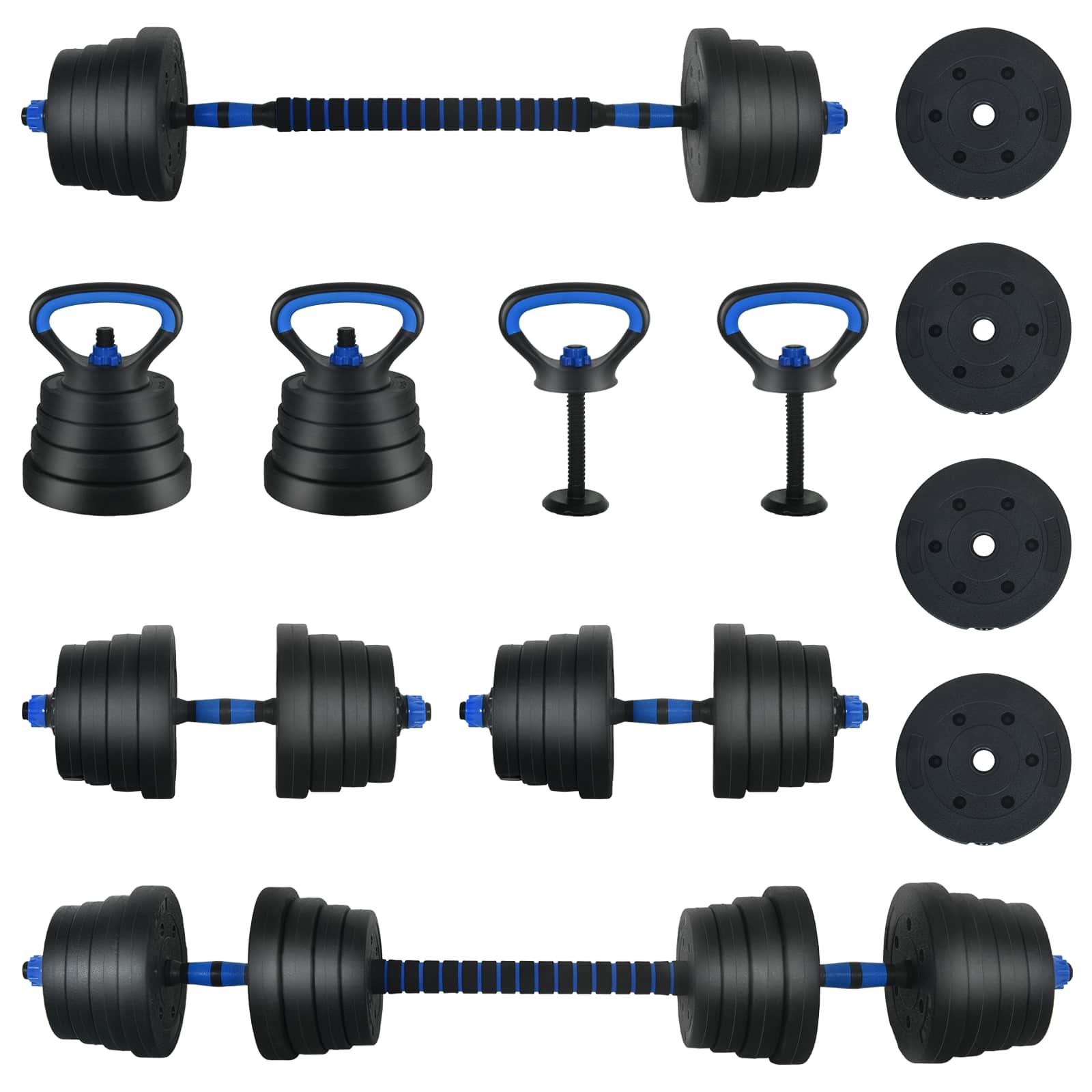 4-in-1 Hantelset 40kg Schwarz und Blau Zement und Eisensand