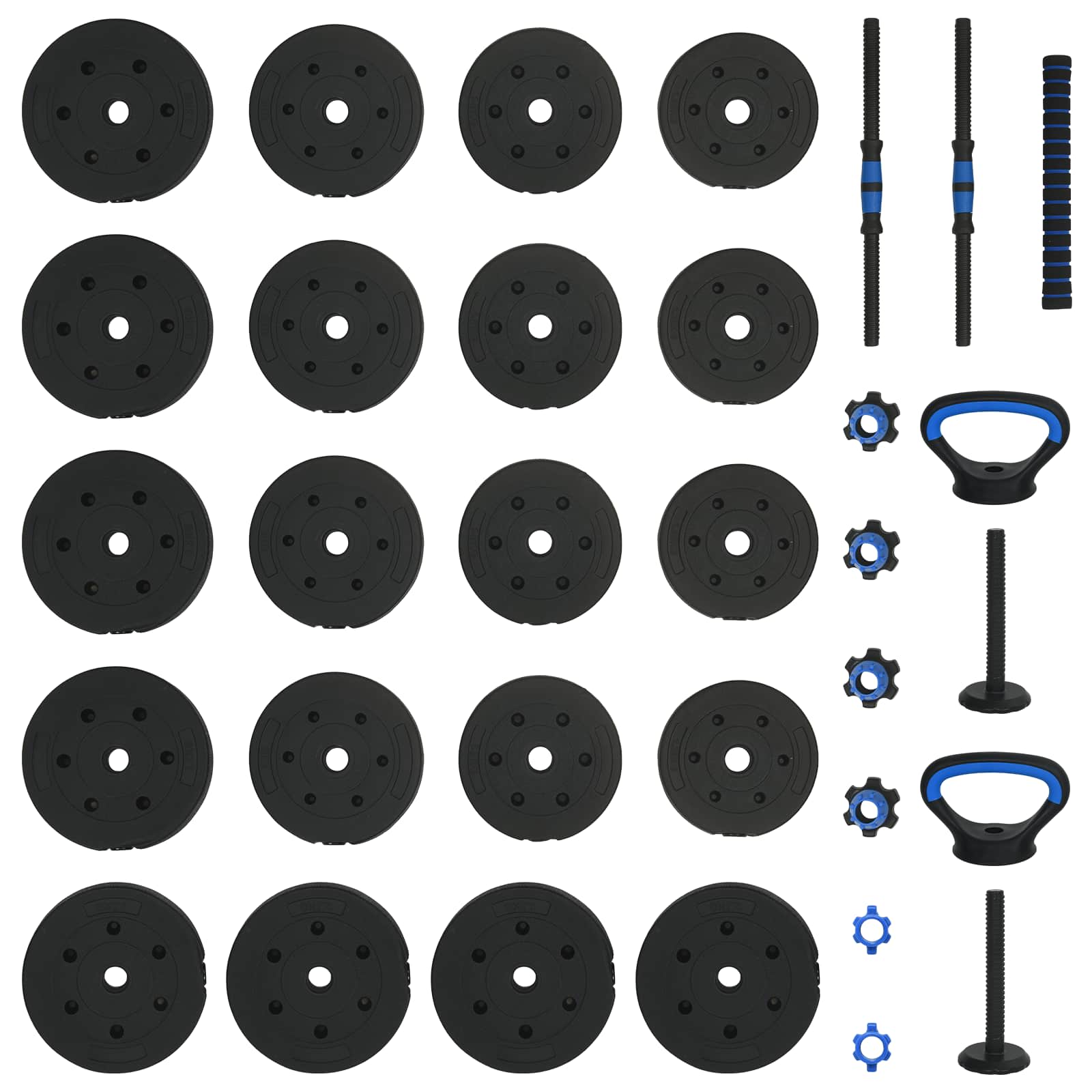 4-in-1 Hantelset 40kg Schwarz und Blau Zement und Eisensand