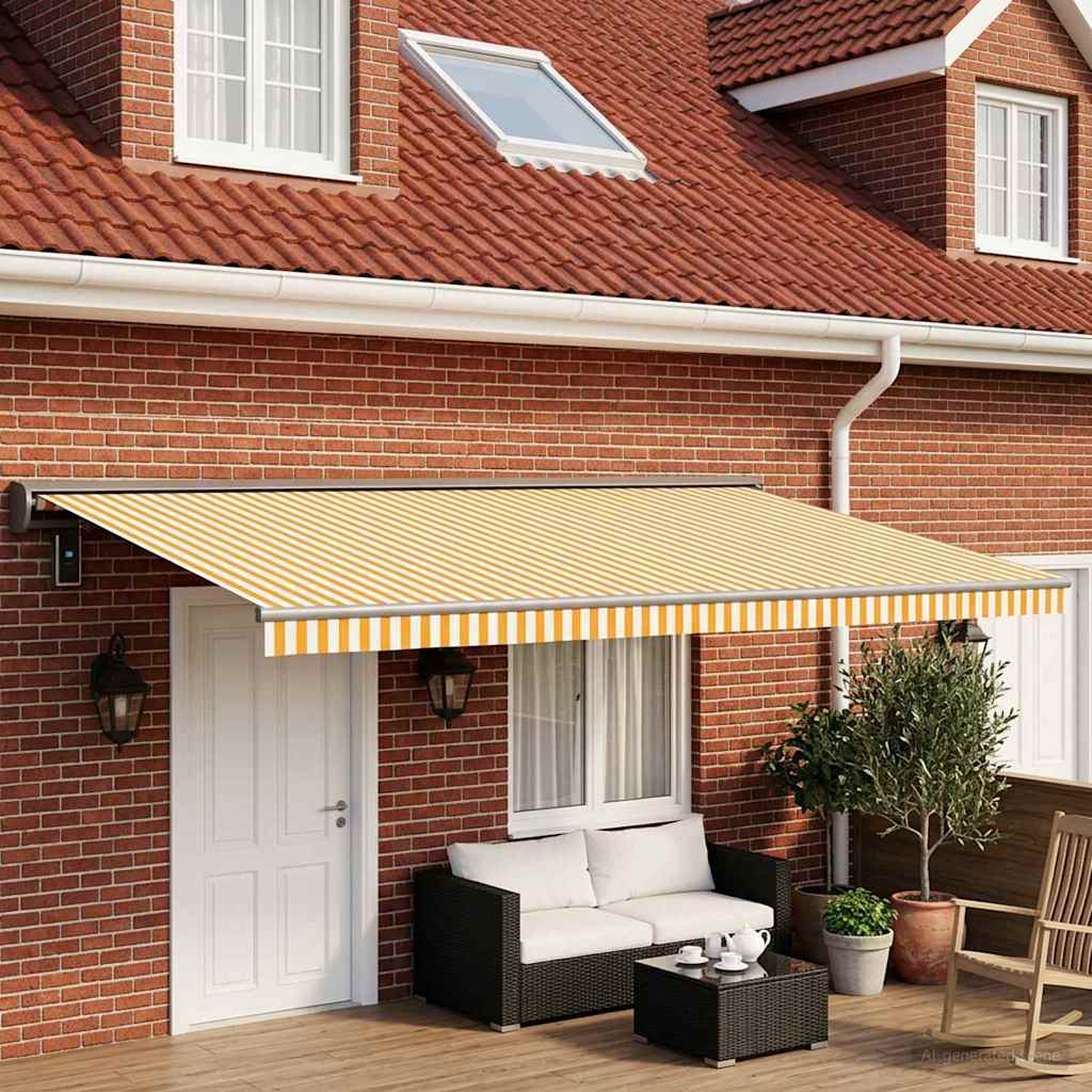 Markisenersatzstoff Gelb und Weiß 500 x 300 cm Polyester
