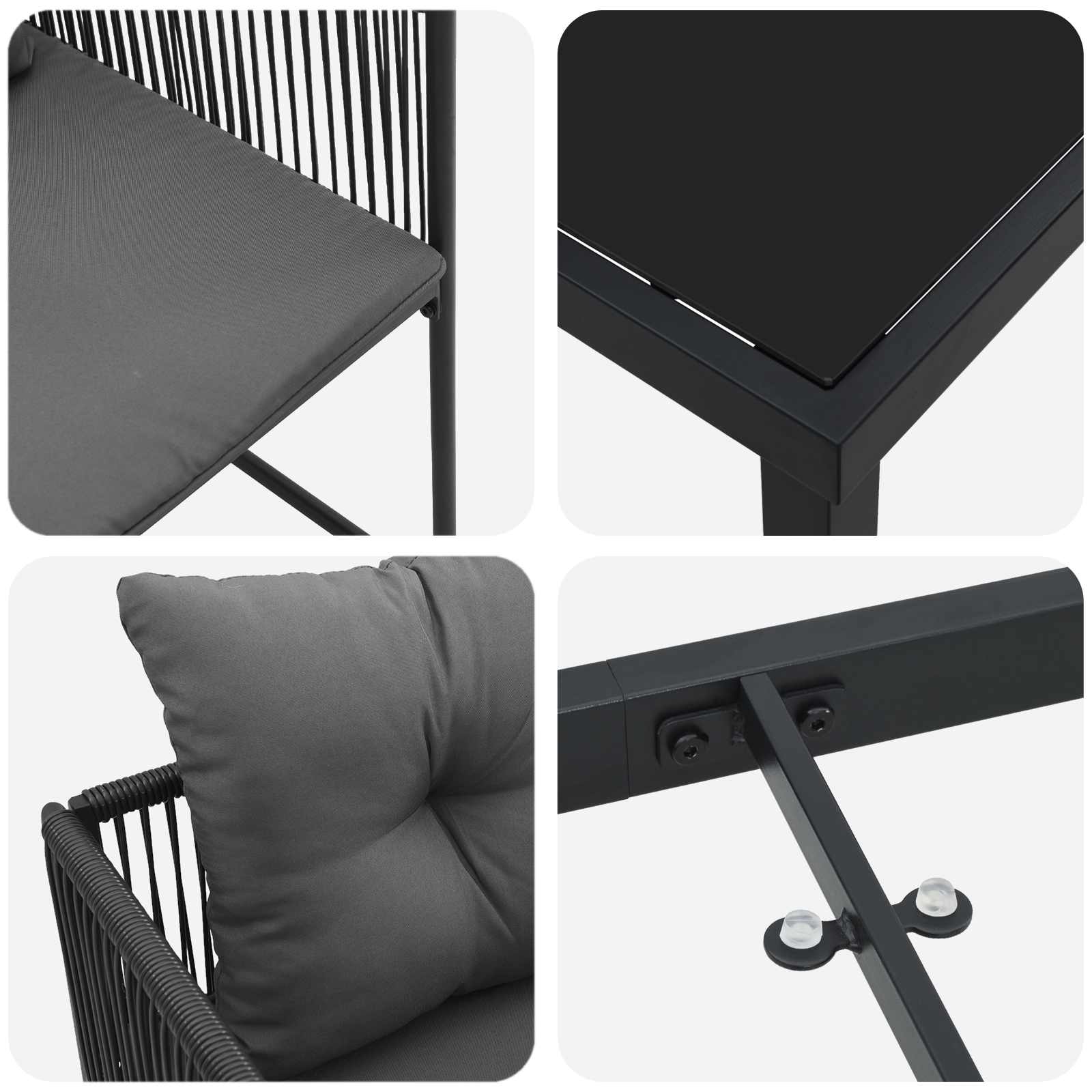 Garten Essgruppe 5 pcs Schwarz und Anthrazit 140 x 80 x 73 cm