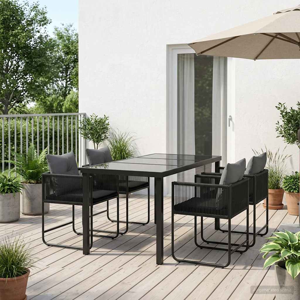 Garten Essgruppe 5 pcs Schwarz und Anthrazit 140 x 80 x 73 cm