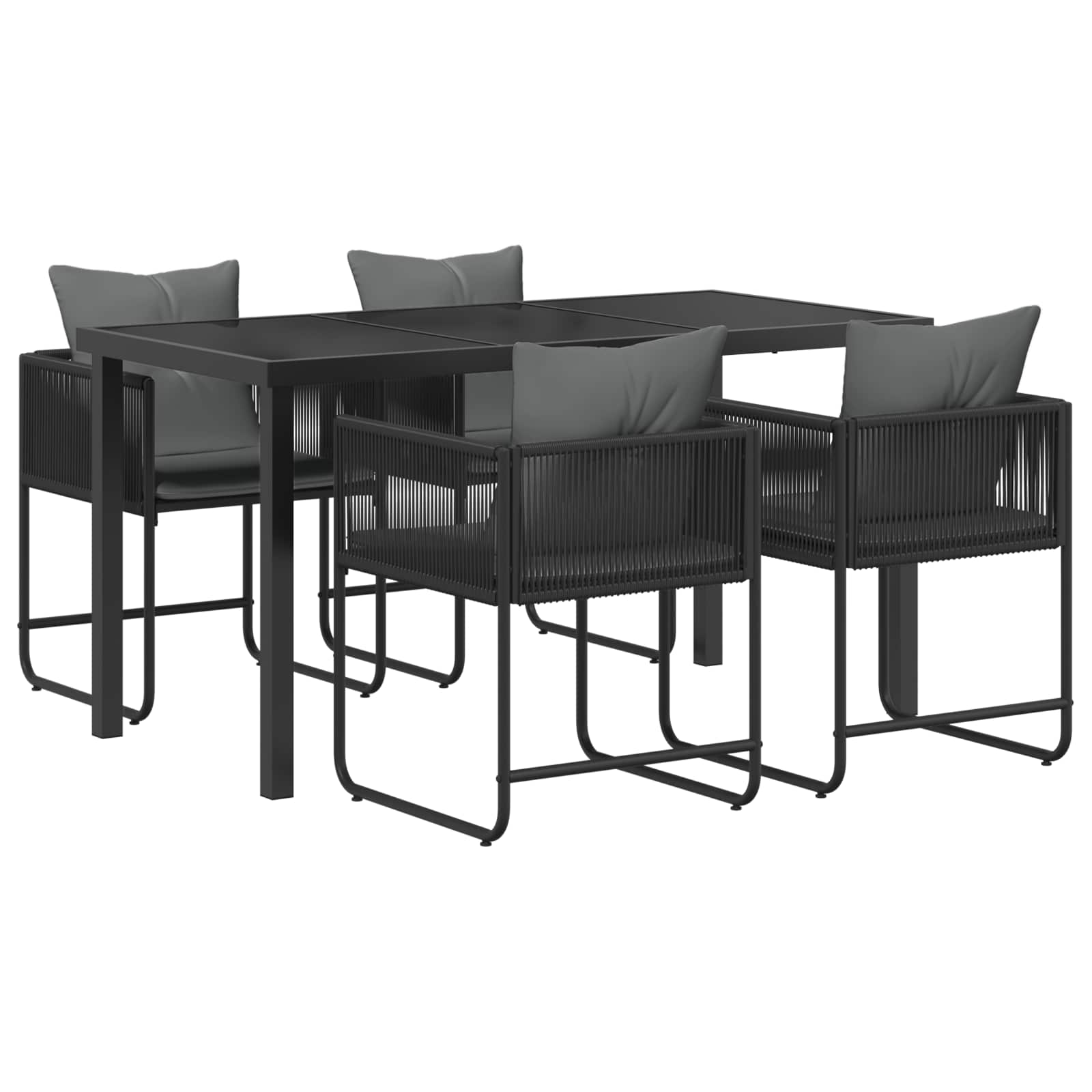 Garten Essgruppe 5 pcs Schwarz und Anthrazit 140 x 80 x 73 cm