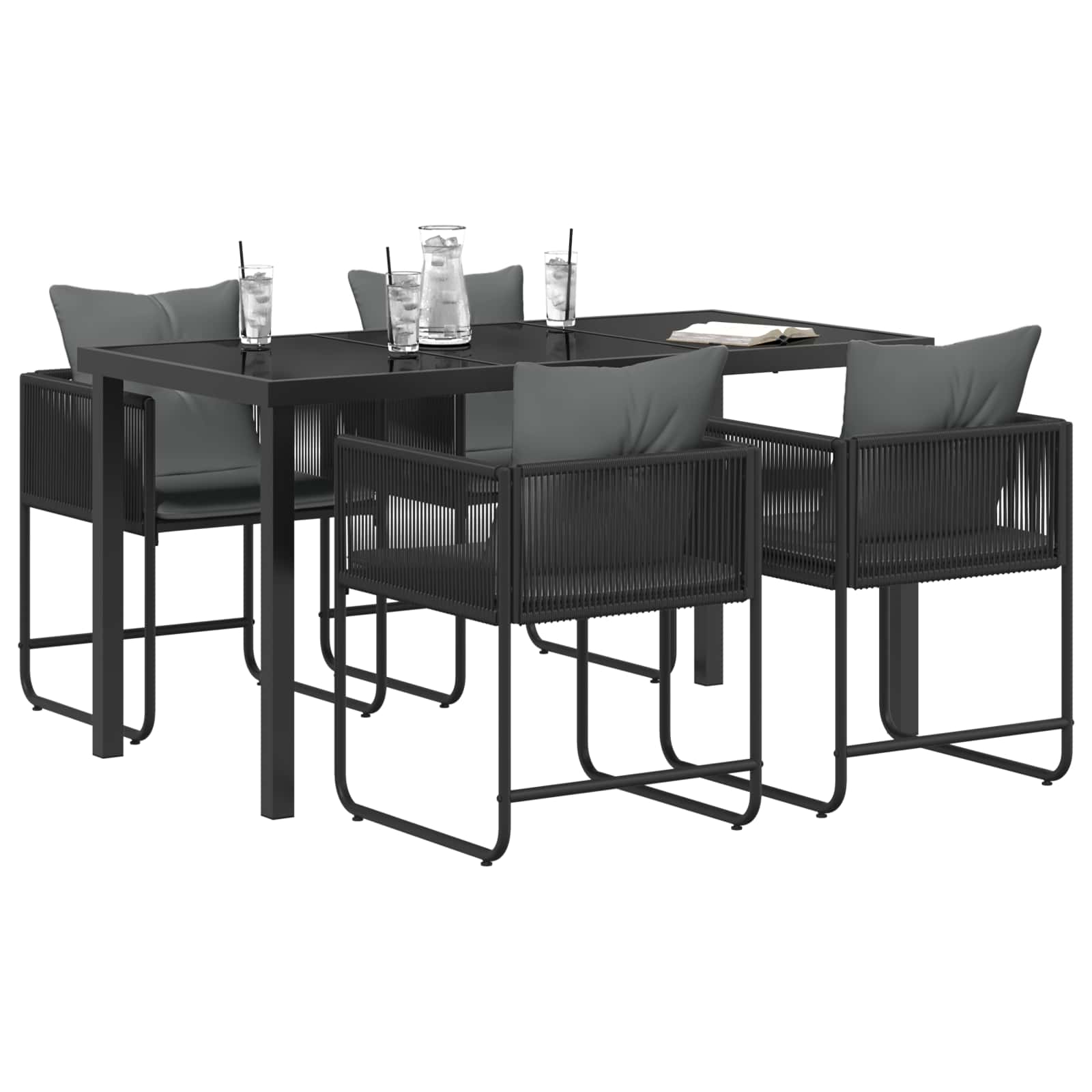 Garten Essgruppe 5 pcs Schwarz und Anthrazit 140 x 80 x 73 cm