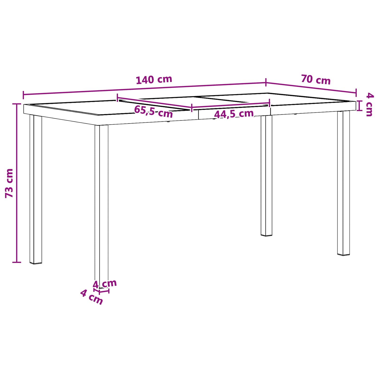 Garten Essgruppe 5 pcs Schwarz und Anthrazit 140 x 80 x 73 cm