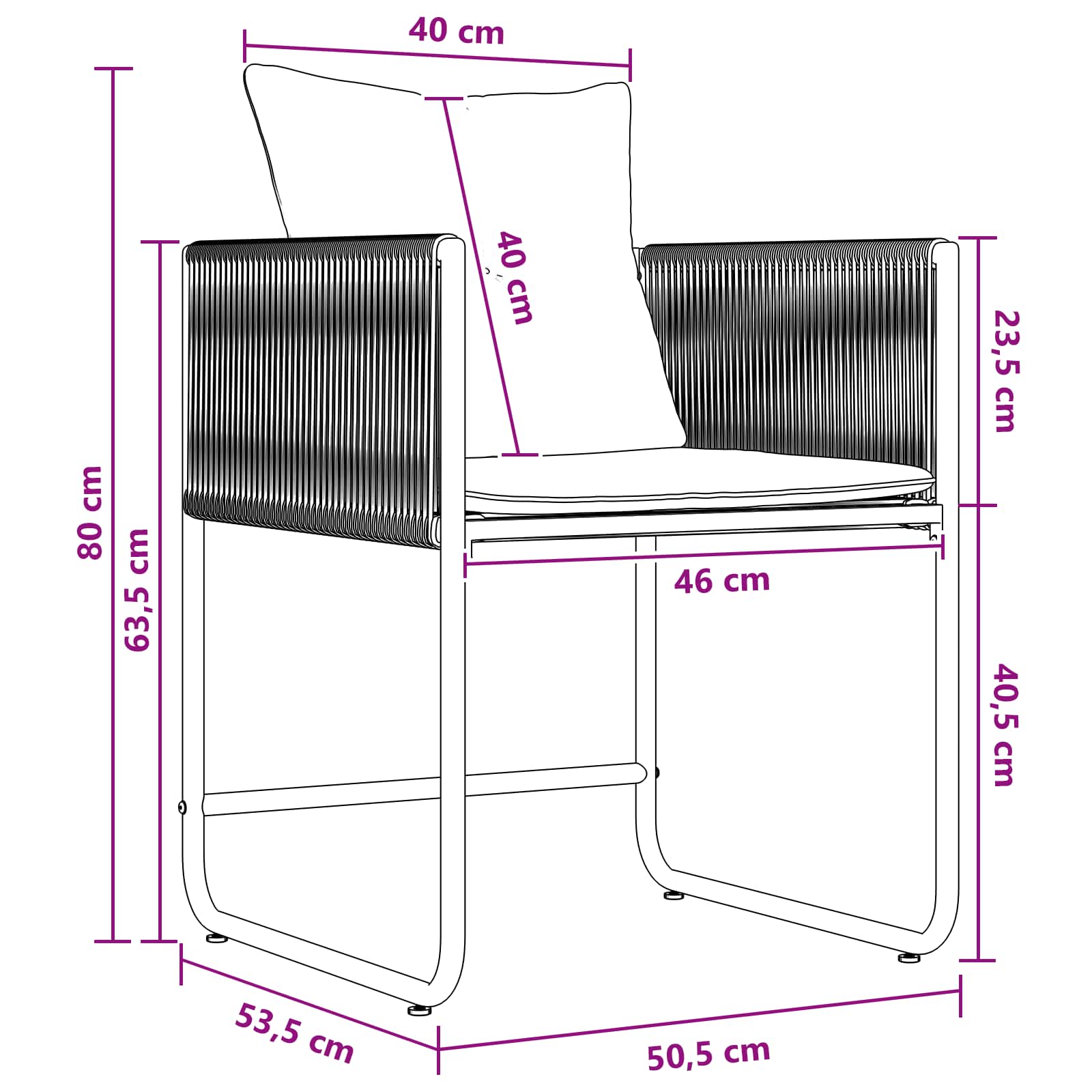 Garten Essgruppe 5 pcs Schwarz und Anthrazit 140 x 80 x 73 cm