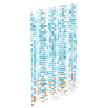 EISL Duschvorhang Blau/Orange Mosaikmuster 200x180x0,2 cm