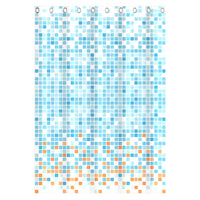 EISL Duschvorhang Blau/Orange Mosaikmuster 200x180x0,2 cm