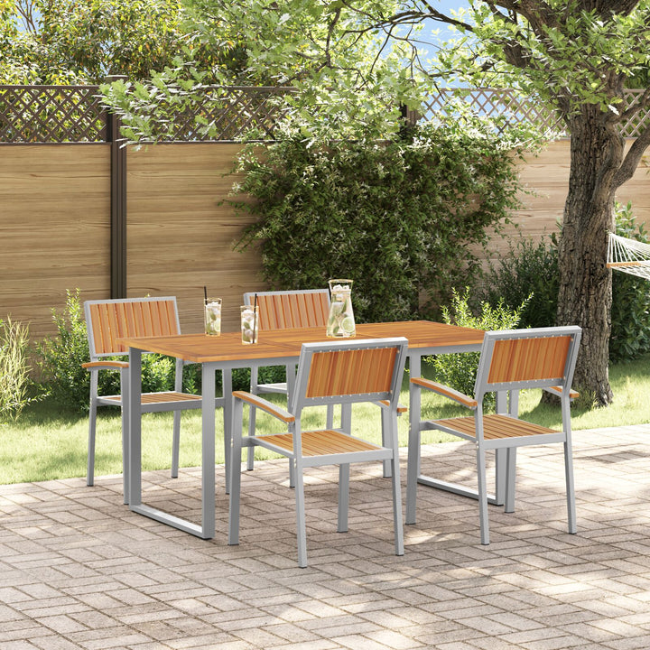 Garten-Essgruppe Set aus 5 Grau und Holzton Metall und Holz