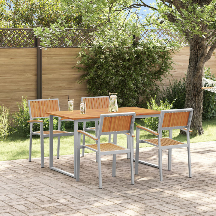 Garten-Essgruppe Set aus 5 Grau Stahl Langlebig Essgruppe