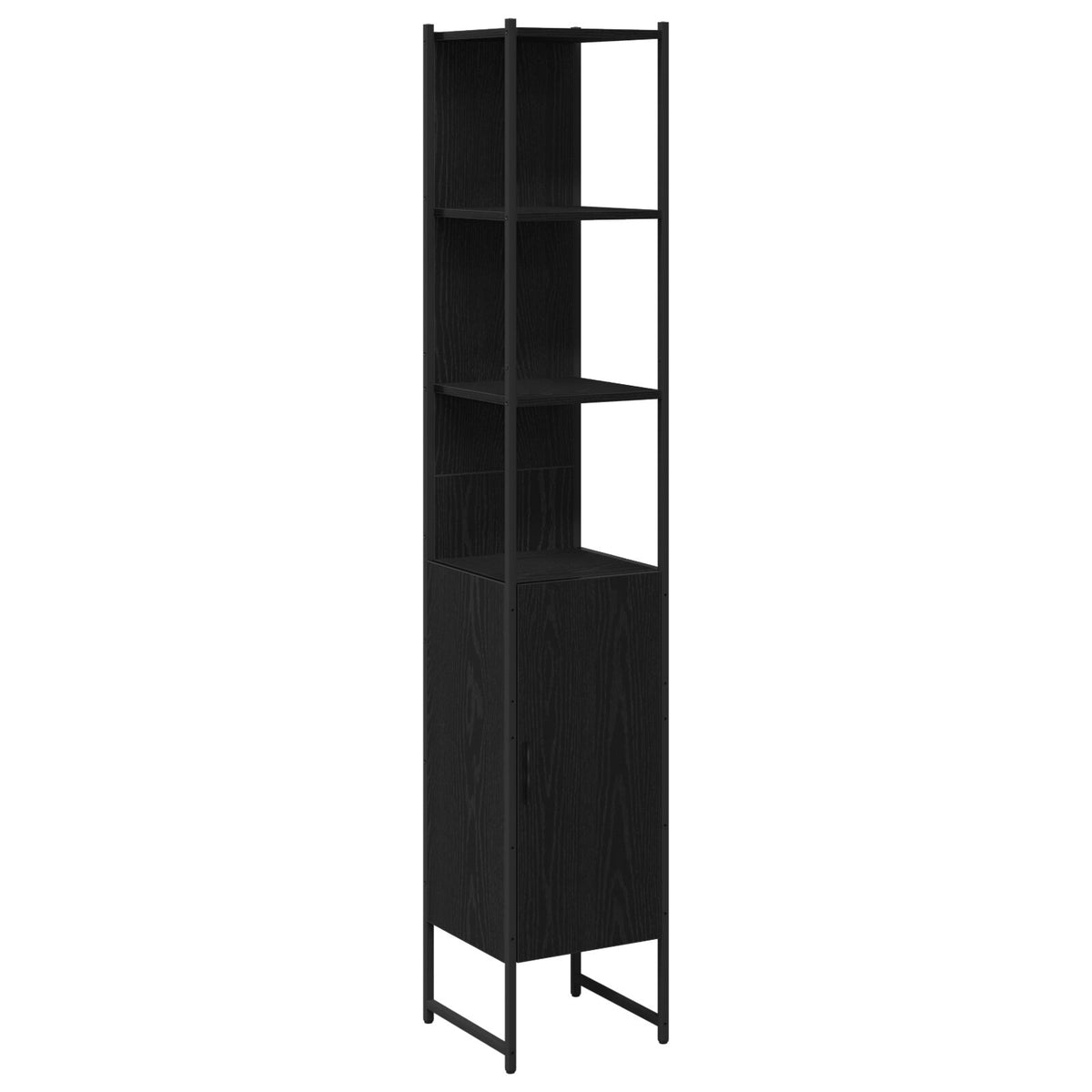Badezimmer-Schrank Schwarz Eiche 33x33x185,5 cm engineered Wood