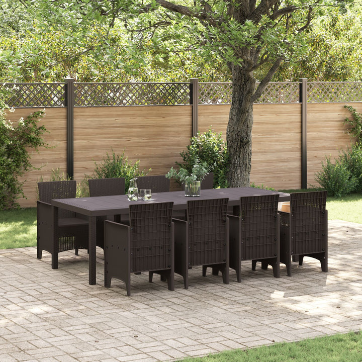 9-teiliges Garten-Essgruppe Braun Poly-Rattan